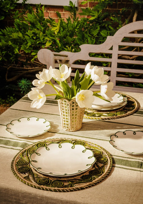 Glorious Green Scalloped Side Plates - Set of 4