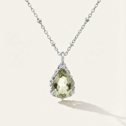 Silver Green Quartz Necklace - Alba