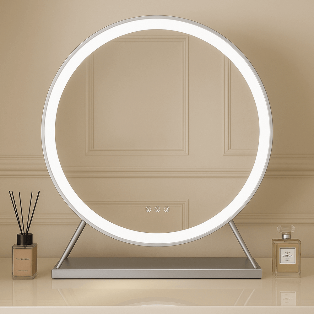 Isla Round Silver LED Mirror – 60cm Diameter