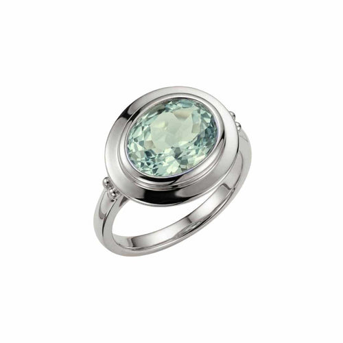 Silver Sea Green Quartz Gemstone Ring - Margo