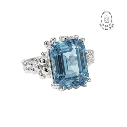 Gold or Silver Sky Blue Topaz Ring - Aurelia