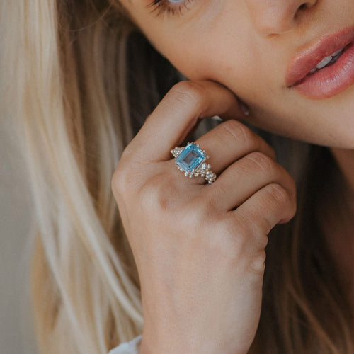 Gold or Silver Sky Blue Topaz Ring - Aurelia