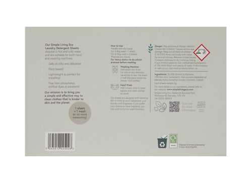 Simple Living Eco Laundry Detergent Sheets | 32 Washes | Made In UK