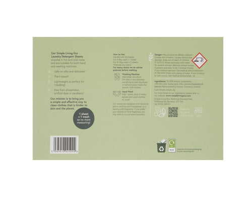 Simple Living Eco Laundry Detergent Sheets | 32 Washes | Made In UK