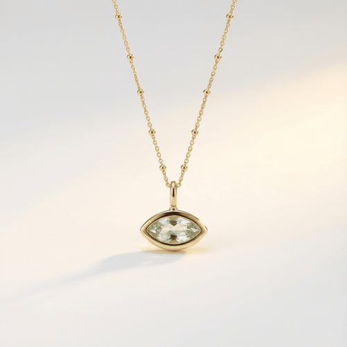 Siren’s Teardrop Green Quartz Necklace - Gold or Silver