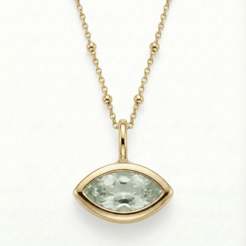 Siren’s Teardrop Green Quartz Necklace - Gold or Silver