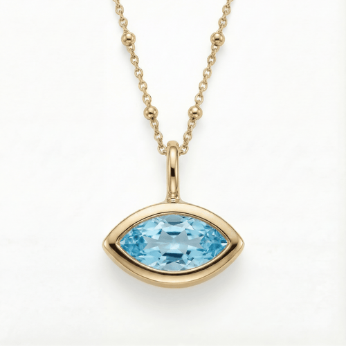 Siren’s Teardrop Sky Blue Topaz Necklace - Gold or Silver