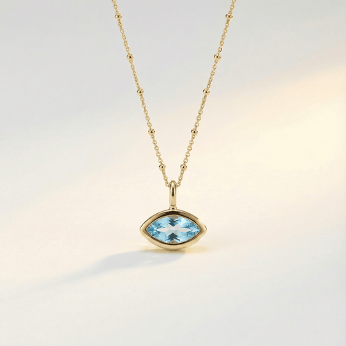 Siren’s Teardrop Sky Blue Topaz Necklace - Gold or Silver