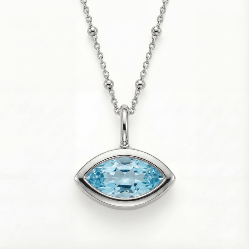 Siren’s Teardrop Sky Blue Topaz Necklace - Gold or Silver