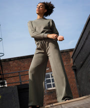 Regenerated Cotton Wide Leg Joggers: Womens