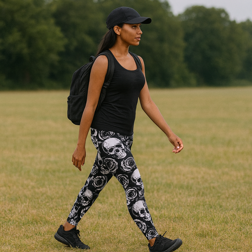 ROCKTHOSECURVES SKULLS AND ROSES HIGH WAIST LEGGINGS