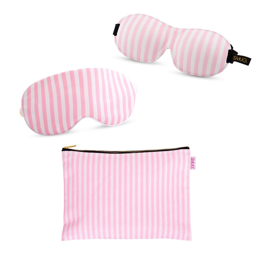 Contoured & Satin Sleep Mask Double Pack & Accessories Bag Set - Various Prints