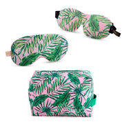 Contoured & Satin Sleep Mask Double Pack & Wash Bag Set- Various Prints