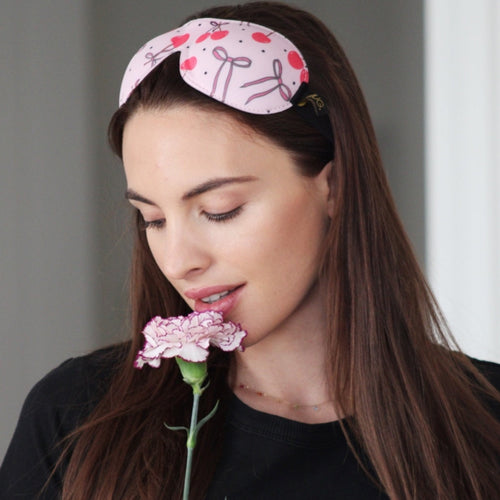 Contoured 3D Blackout Sleep Mask, Pink Cherries