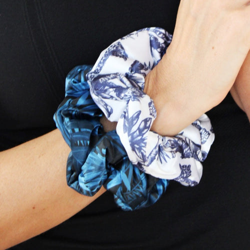 Cloud Satin Hair Scrunchie Set (set of 3) - Elephant Noir