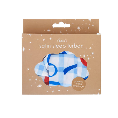 Satin Sleep Turban, Blue Cherries
