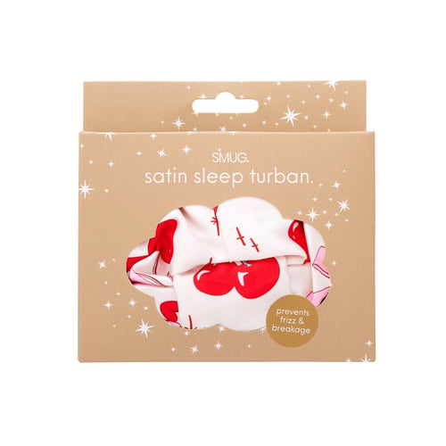 Satin Sleep Turban, Cherry Bows