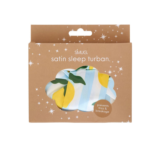 Satin Sleep Turban, Lemon Stripe