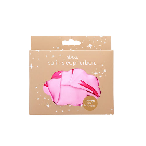 Satin Sleep Turban, Pink Bows
