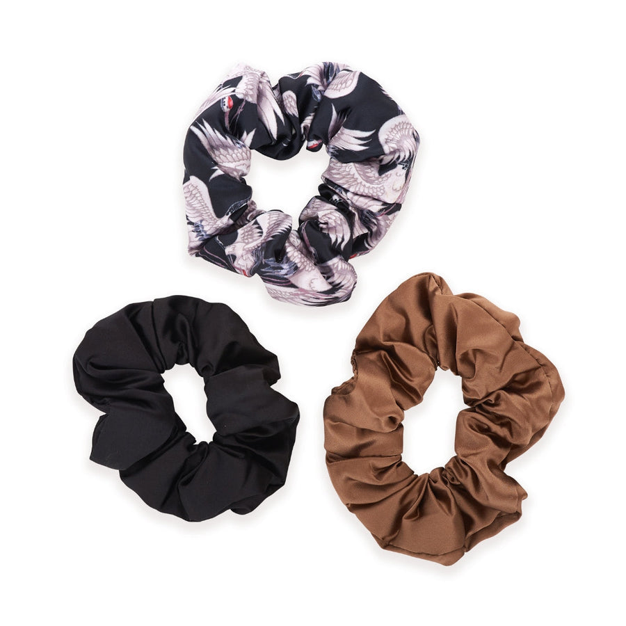 Cloud Satin Hair Scrunchie Set (set of 3) - Moonlit Mocha
