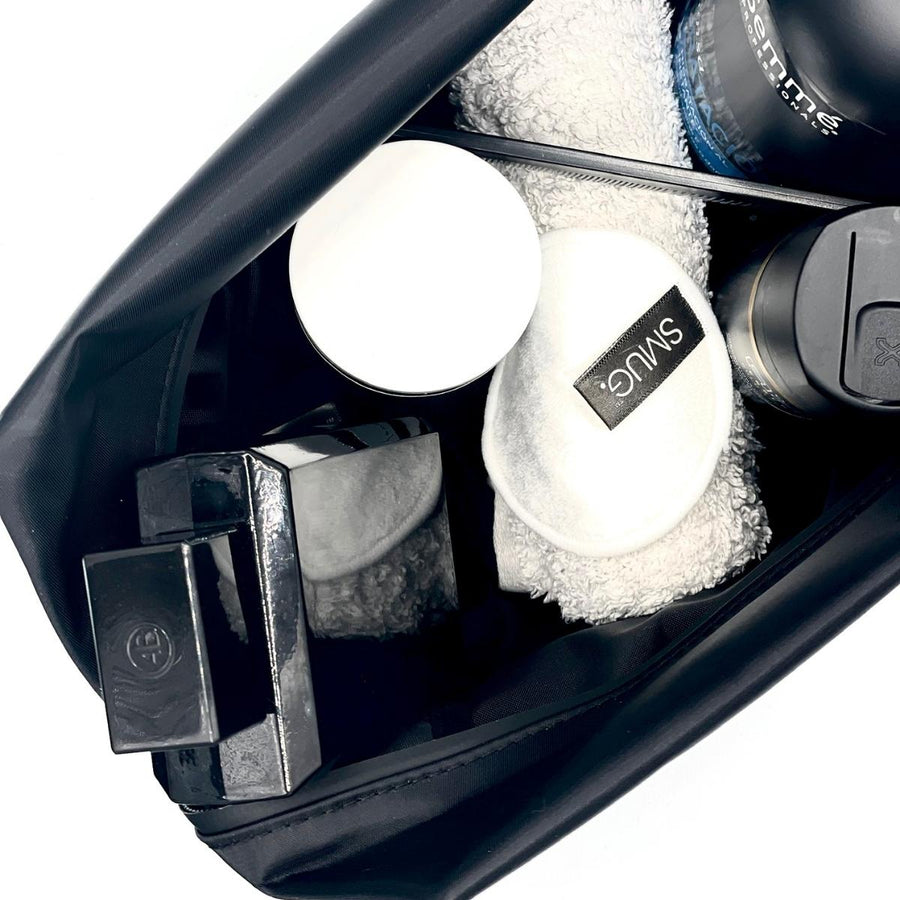 Contoured & Satin Sleep Mask Double Pack & Wash Bag Set- Various Prints