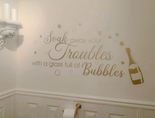 Soak Away Your Troubles With a Glass Full of Bubbles Wall Sticker
