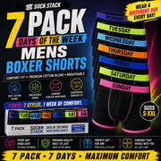Sock Stack 7 Pack Days Of The Week Mens Boxer Shorts Comfort Fit Premium Cotton Blend