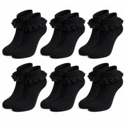 Sock Stack Girls Cotton Rich Frilly Ankle Socks 6 Pairs Durable Breathable Sculpted Heels