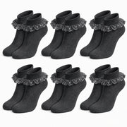 Sock Stack Girls Cotton Rich Frilly Ankle Socks 6 Pairs Durable Breathable Sculpted Heels