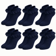Sock Stack Girls Cotton Rich Frilly Ankle Socks 6 Pairs Durable Breathable Sculpted Heels