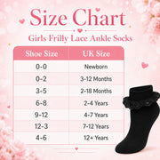 Sock Stack Girls Cotton Rich Frilly Ankle Socks 6 Pairs Durable Breathable Sculpted Heels