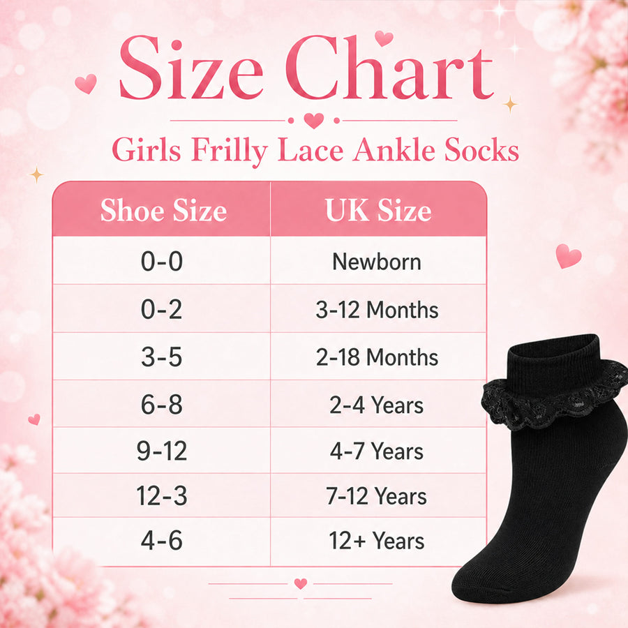 Sock Stack Girls Cotton Rich Frilly Ankle Socks 6 Pairs Durable Breathable Sculpted Heels