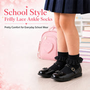 Sock Stack Girls Cotton Rich Frilly Ankle Socks 6 Pairs Durable Breathable Sculpted Heels