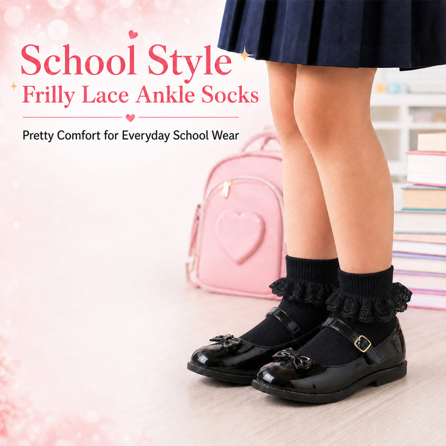 Sock Stack Girls Cotton Rich Frilly Ankle Socks 6 Pairs Durable Breathable Sculpted Heels