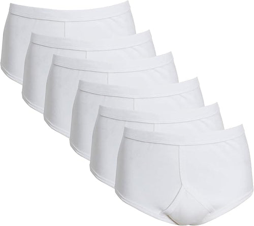 Sock Stack Men's 6 Pack Cotton Y-Front Briefs White 100% Cotton Soft Stretch Waistband