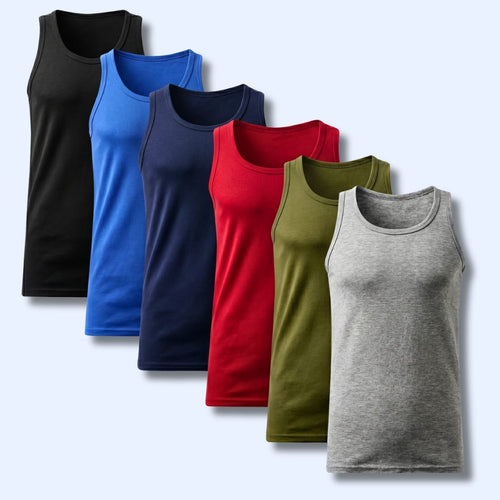 Sock Stack Pack Of 6 Mens Cotton Blend Gym Muscle Vests Fitted Lightweight Breathable
