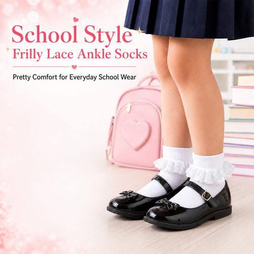 Sock Stack White Girls Tutu Frilly Ankle Socks With Lace And Bow 6 Pairs Cotton Rich