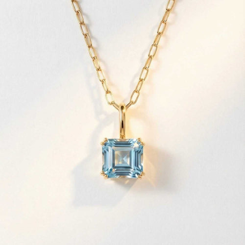 Large Gold Blue Topaz Necklace - Astrid