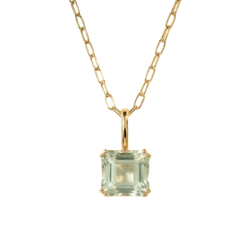 Large Gold Green Quartz Necklace - Giselle
