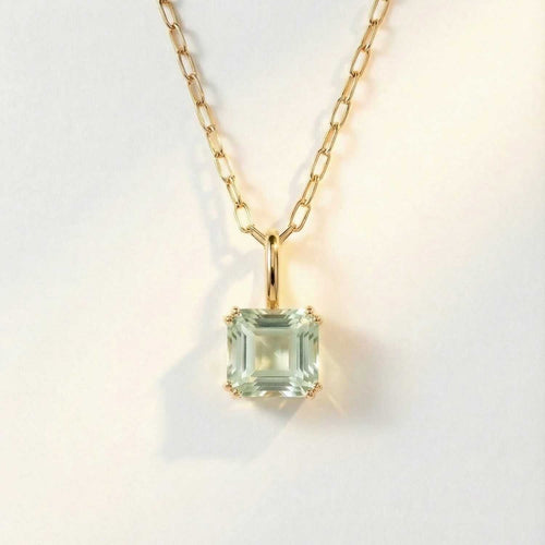 Large Gold Green Quartz Necklace - Giselle