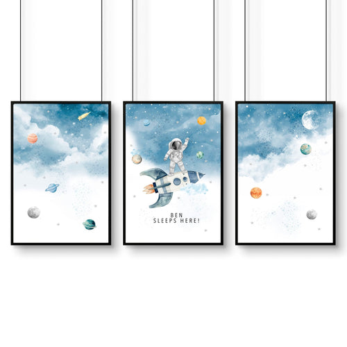 Space Nursery | Set of 3 wall art prints