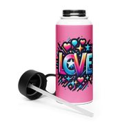 Stainless steel water bottle with a straw lid