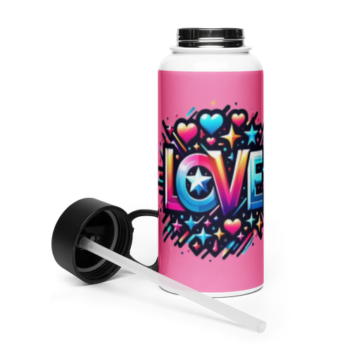 Stainless steel water bottle with a straw lid