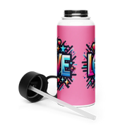 Stainless steel water bottle with a straw lid
