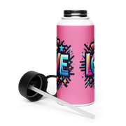 Stainless steel water bottle with a straw lid
