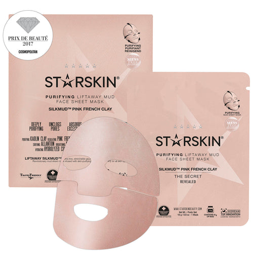 STARSKIN SILKMUD™ Pink French Clay Purifying Liftaway Mud Face Sheet Mask