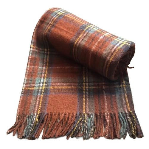 Stewart Royal Antique Recycled Wool Blanket in Soft Tartan Check