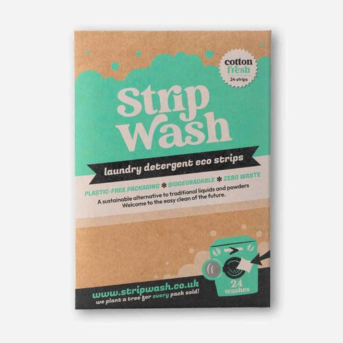 StripWash Laundry Detergent Sheets Cotton Fresh - Plastic Free Eco No Mess Laundry Sheets, 24 Pack