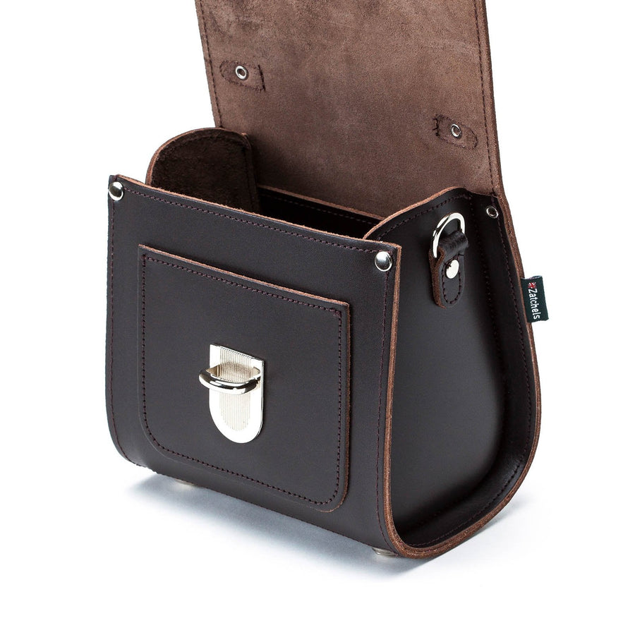 Handmade Leather Sugarcube Handbag - Dark Brown