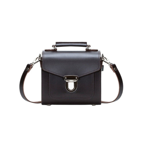 Handmade Leather Sugarcube Handbag - Dark Brown